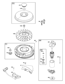 Flywheel, Ignition, And Starter Group Diagram and Parts List for 33S777-0004-G1 200000 - 399999 Briggs and Stratton Engine